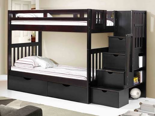 Pine Bunk Bed with Storage Stairs